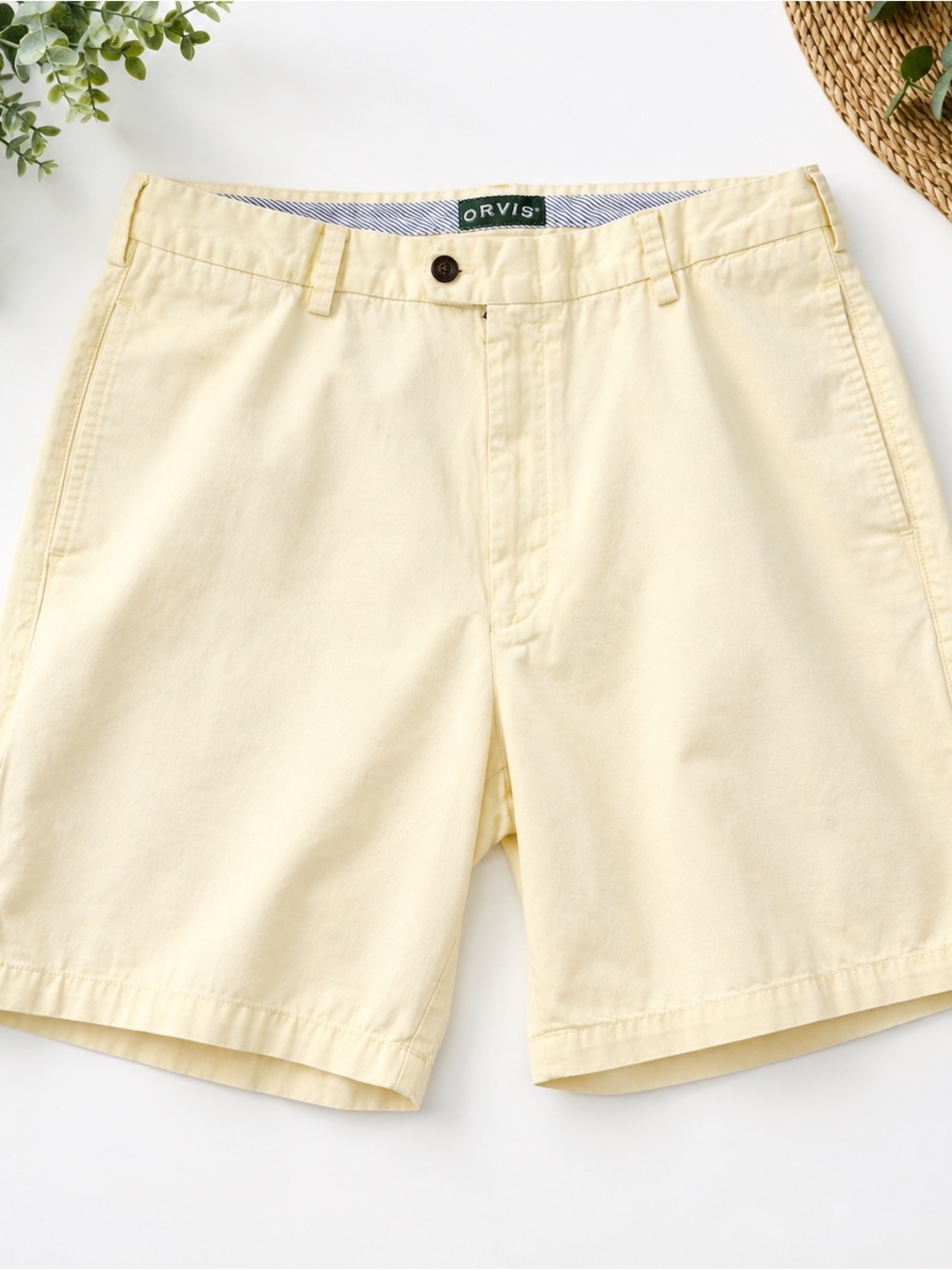 Orvis Men’s 38 Yellow Cotton Chino Shorts 9” Inseam Casual Golf
